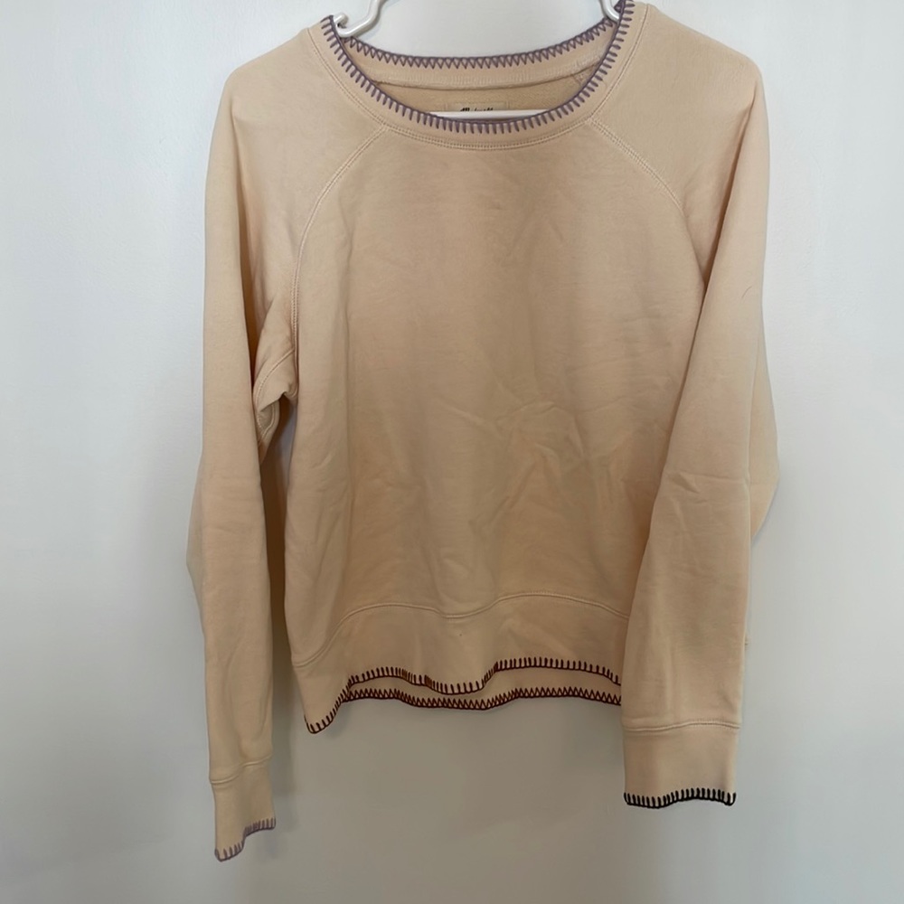 Madewell Cream Stitched Pullover Size M